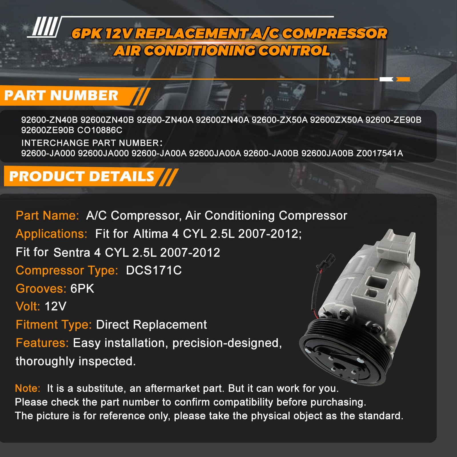 Amazon.com: Otobaijeni 6PK 12V Replacement A/C Compressor Air